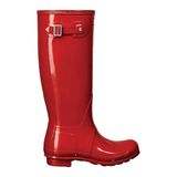 Hunter Original tall gloss boot bottes de pluie avec semelle à crampons et logo - rouge