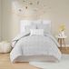 Urban Habitat Brooklyn Dekbedovertrek Set 100% Katoen Jacquard, Tufts Accent Shabby Chic All Season Comforter Cover, Bijpassende Shams, Decoratieve Kussens, Twin/Twin XL (68"x92"), Grijs