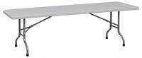 Table de réception pliable 244x76 cm – plateau gris en HDPE, cadre en acier, capacité de charge 200 kg, pour 8–10 personnes