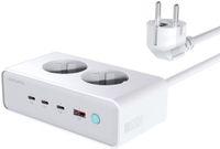 4Smarts Oplaad Station Bureau GaN 65W 3X USB-C + 2X AC Stopcontact + USB-A Wit