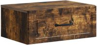 vidaXL Muurbevestigde Nachttafel Gerookt eiken 49 x 34,5 x 20 cm