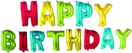 Procos Vegaoo - Aluminium letterballonnen Happy Birthday veelkleurig 33 cm