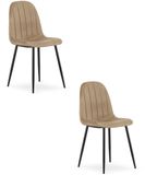 Leobert Set van 2 eetkamerstoelen PADVA - Bruin fluweel - Zwarte metalen poten - Modern design