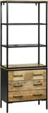 vidaXL Highboard Bruin 70 x 35 x 180 cm Massief Mango Hout