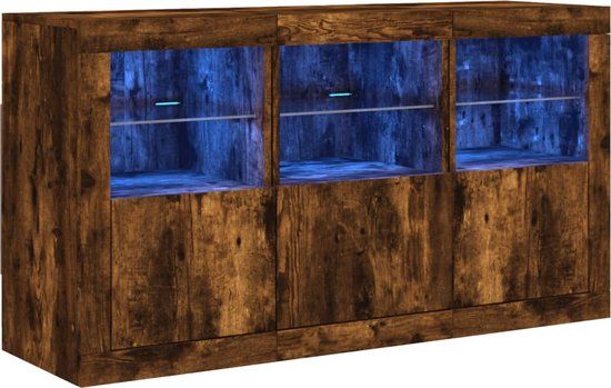 vidaXL Dressoir met LED-verlichting 123x37x67 cm gerookt eikenkleurig