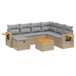 VidaXL 8-delige Loungeset met kussens, poly rattan, gemengd beige