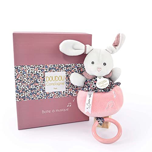 Doudou et Compagnie - Boh'aime DC4028 muziekdoos konijn roze – 20 cm – geboortecadeau – mooie geschenkdoos