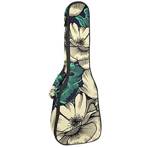 Mersov Concert Ukelele Rugzak, Heavy Duty Ukelele Case Bag met Opslag, Sopraan Concert Tenor Ukelele 10MM Gewatteerde Tas Rozen Libellen