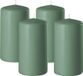 Enlightening Candles Cilinderkaars/stompkaars - 4x - groen - D6 x H8 cm - 27 branduren