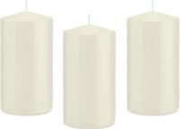 Trend Candles Cilinderkaars/stompkaars - 10x - ivoorwit - 8 x 15 cm - 69 branduren