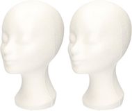 Faram Party Paspop display etalage hoofd/mannequin - 2x - 30 cm - piepschuim - blanc