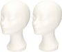 Faram Party Paspop display etalage hoofd/mannequin - 2x - 30 cm - piepschuim - blanc