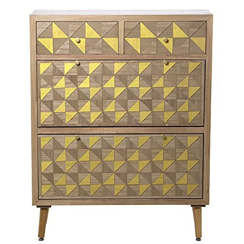 DRW Schoenenkast met 2 laden en 2 deuren van paulownia-hout + MDF en grenenhout, 85 x 30 x 110 cm