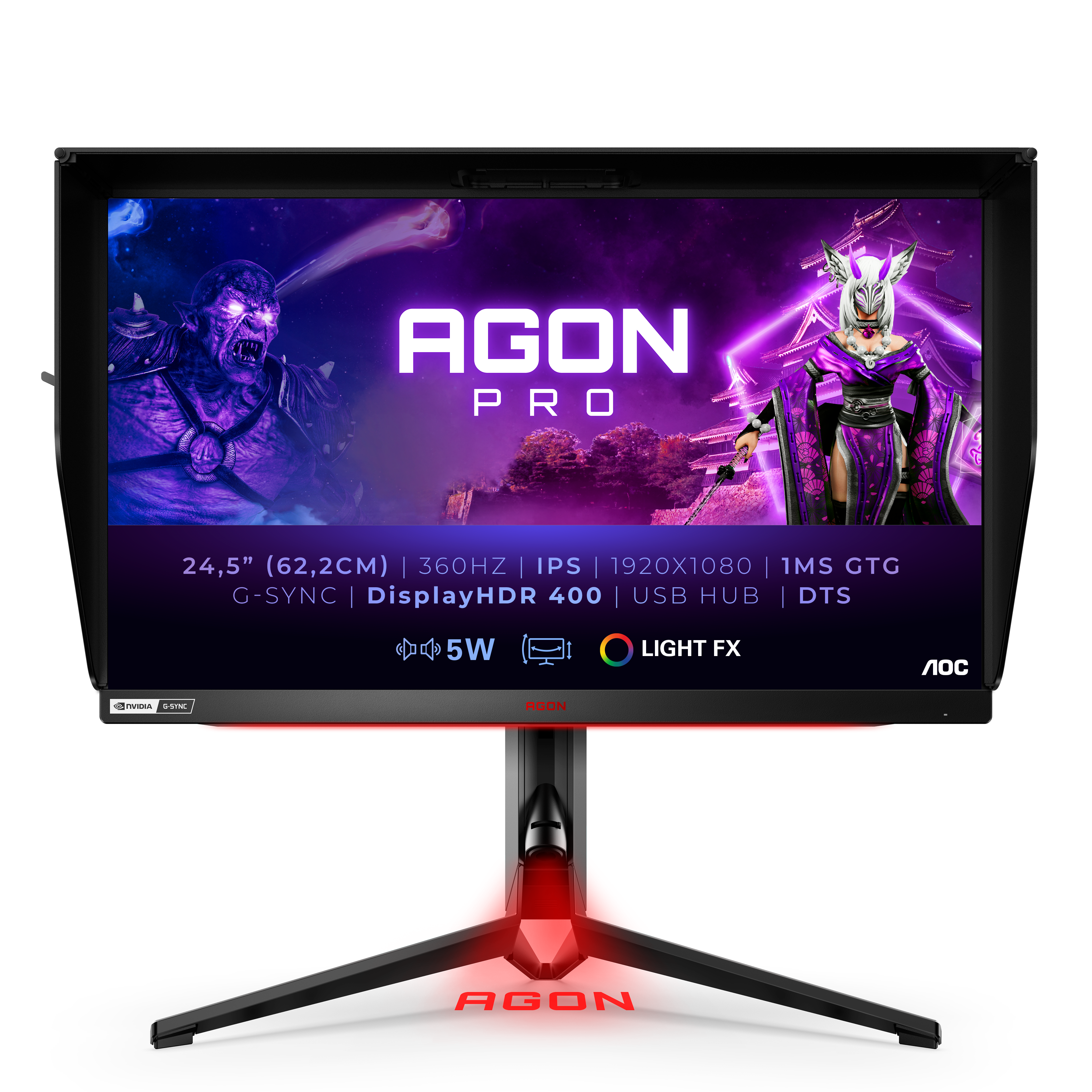 AOC AG254FG - 24.5" Full HD Gaming Monitor - 360Hz, IPS, G-Sync, HDMI, USB Hub