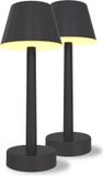 Calex Oplaadbare Tafellamp Lucca - Set van 2 stuks - Draadloos - Dimbaar - Warm Wit Licht & RGB - Waterdicht - Decoratie voor Tuin, Woonkamer, Slaapkamer - Sfeerverlichting – Zwart
