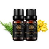 Aphrosmile Ylang Ylang Ylang etherische olieset voor diffuser, 100% pure Fenchel etherische olie kit voor luchtbevochtigers, 2 x 10 ml therapeutische kwaliteit Fenchel oliën voor thuis, 100% pure Ylang Ylang Ylang Olie-set