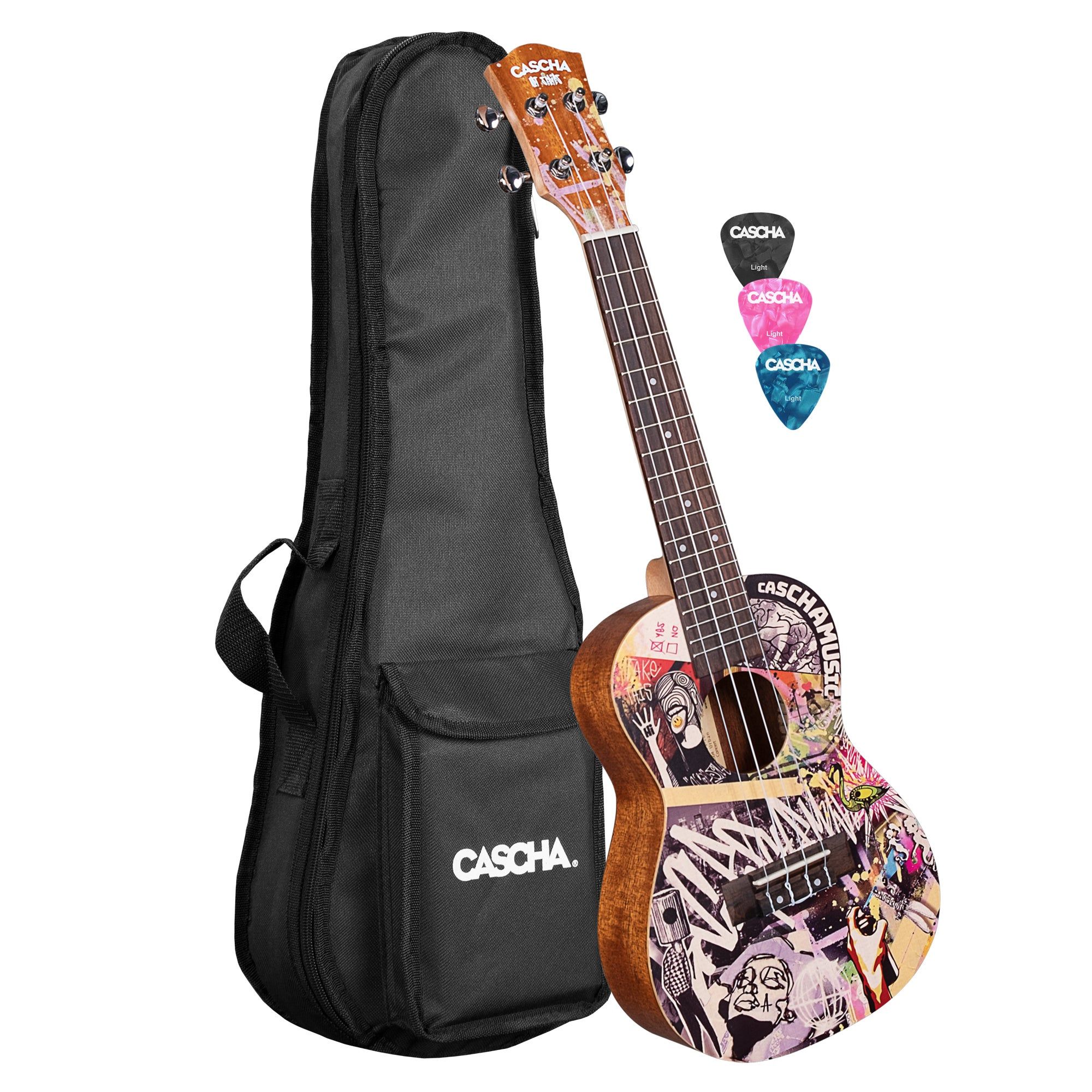 Cascha HH 2604 Art Series Urban Concert Ukulele - Solid Spruce Top with Gig Bag
