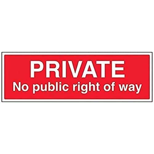V Safety VSafety Private, No Public Right Of Way Sign - 450mm x 150mm - 1mm Rigid Plastic