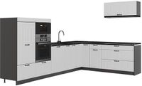 Vicco Hoekkeuken Fame-Line, Wit Landhuis/Antraciet, 327 x 227 cm