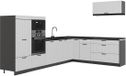 Vicco Hoekkeuken Fame-Line, Wit Landhuis/Antraciet, 327 x 227 cm
