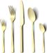Unyqoos Set de couverts, 30 pièces, Or champagne, Mat, Acier inoxydable, 6 personnes