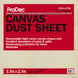 ProDec 12ft x 9ft (3.6m x 2.7m) Heavyweight Canvas Cotton Dust Sheet for Painting Decorating Covering Floors & Furniture, Absorbs Spills