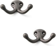 Merkloos / Sans marque Luxe Kapstokhaken - 3x Dubbele Haak - Aluminium - Tin - 4 x 7 cm