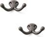 Merkloos / Sans marque Luxe Kapstokhaken - 3x Dubbele Haak - Aluminium - Tin - 4 x 7 cm