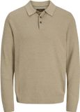 JACK&JONES JPRBLURILEY KNIT POLO LS Heren Lange Mouw Polo Lemon Pepper Biologisch Katoen Regular Fit Maat L