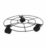 Gerimport Planten trolley - multiroller - rond - zwart - metaal - D25 cm