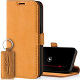 SURAZO Slim magnetische telefoonhoes voor Samsung Galaxy S23 FE, leren klaphoesje, echt leer, beschermhoes met kaartenvak, RFID-bescherming, sleutelring