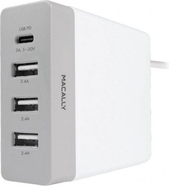 Macally Home Triple USB / USB-C Oplader 72W - Wit