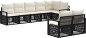 vidaXL Banc de jardin 8 personnes noir polyrattan