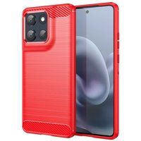 Motorola Coque pour Motorola Moto G86 / G86 Power 5G - housse etui silicone gel carbone + verre trempe - ROUGE
