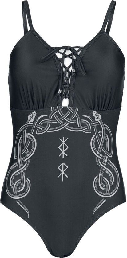Black Premium by EMP Zwart badpak met print - Dames - S