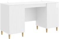 vidaXL Bureau met plank Hoogglans Wit 142,5 x 50 x 75 cm Bewerkt hout