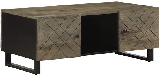 vidaXL Salontafel 100x54x40 cm massief mangohout zwart