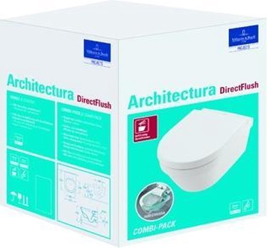 Villeroy & Boch Architectura combi-pack diepspoel directflush m. zitting met softclose en quick release ceramic+ wit 4694HRR1