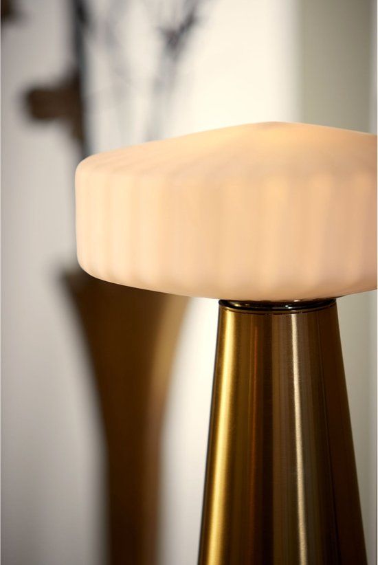Light & Living Himma Tafellamp - Wit/Goud - Ø30cm - Retro - E27 Fitting