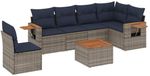 vidaXL 7-delige Loungeset met kussens, polyrattan, gris