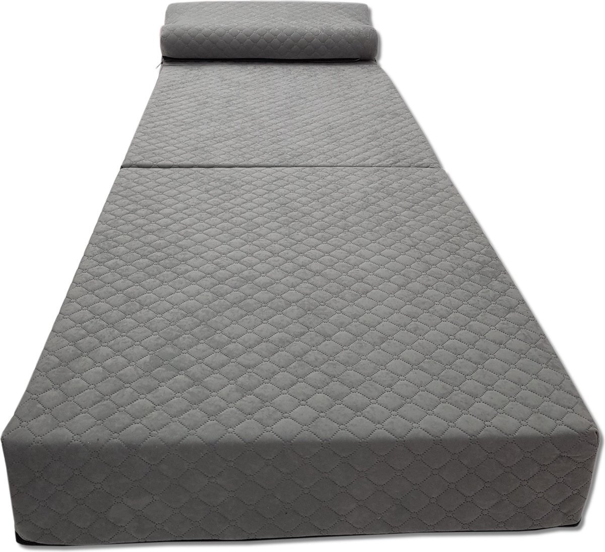Viking Choice Luxe logeermatras met hoofdkussen- grijs - camping matras - zitbank - opvouwbaar - 200x70x15 cm 200 cm / 70 cm / 15 cm