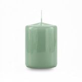 Cereria Di Giorgio - Gelakte kaars - grijs groen - Ø7x10 cm - 55 uur brandduur - met geschenkzakje - handwerk