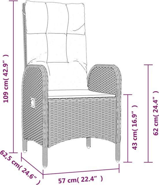 vidaXL 7-delige Tuinset met kussens poly rattan zwart en grijs