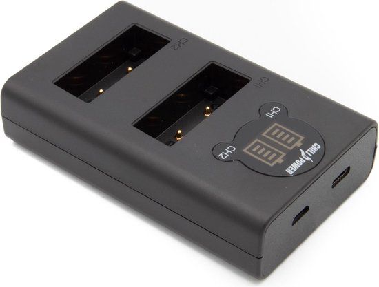 ChiliPower Olympus BLS-5 dubbellader voor 2 camera accu's (tegelijk) - Zwart