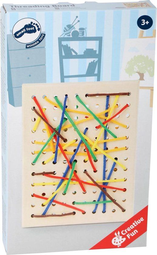 Small Foot - Houten Rijgbord met Rijgveters - Multicolor