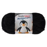 Knit Me Amigurumi Fluwelen chenillegaren, dik garen om te haken, 50 g/55 m, superzacht polyester voor teddy's, pluche speelgoed en dekens, EN71-3 en Oeko-Tex gecertificeerd, 5,5 mm haak (zwart)