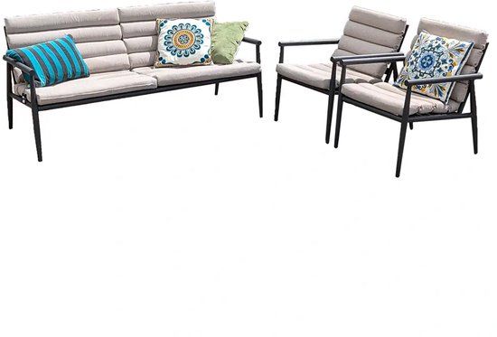 Lesliliving Sofa Loungeset Harper Antraciet 4-persoons Aluminium
