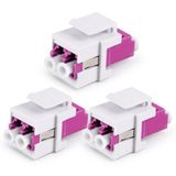 1aTTack.de 3x Fiber Optic Keystone Connectors OM4 LC Duplex Female naar LC Duplex Female Multimode Violet