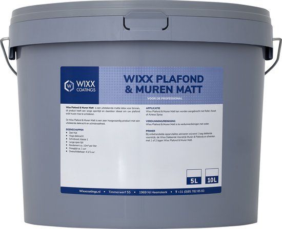 Wixx Plafond & Muren Matt - 5L - RAL 9005 Zwart