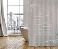 MSV Cotexsa Douchegordijn, antischimmel textiel, antibacterieel, wasbaar, 100% waterdicht, met 12 douchegordijnringen, polyester, "Grasse", taupe, 180 x 200 cm, Made in Spain
